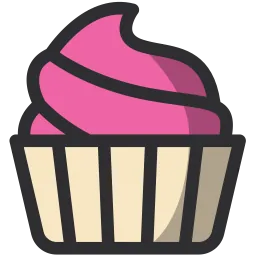 256x256 muffin icon with pink icing on the top